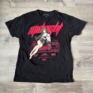 Black Anime Car Graphic T-Shirt